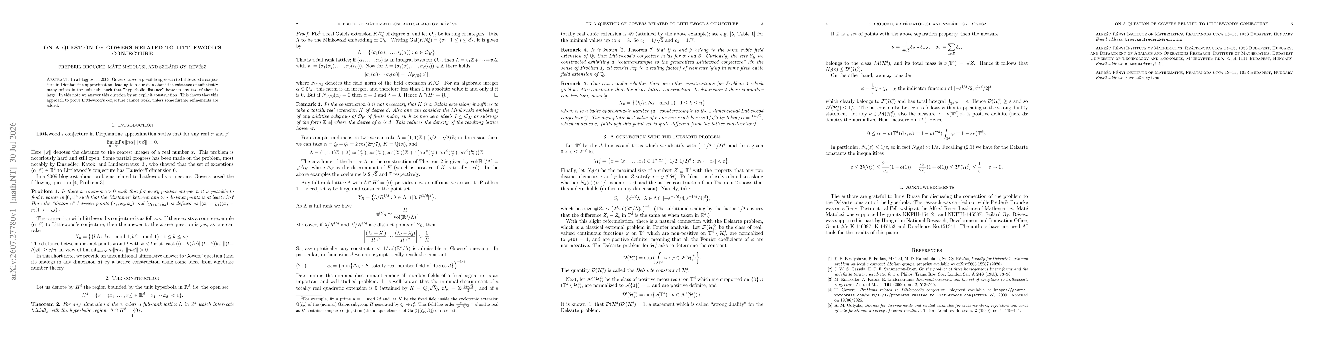 Thumbnail for On a question of Gowers related to Littlewood's conjecture