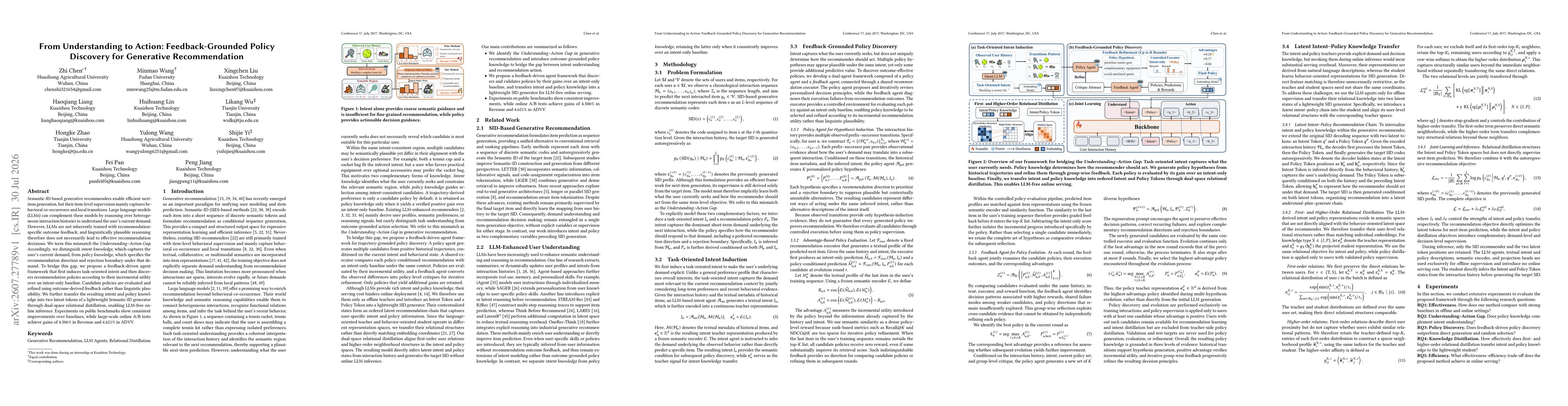 Thumbnail for From Understanding to Action: Feedback-Grounded Policy Discovery for Generative Recommendation