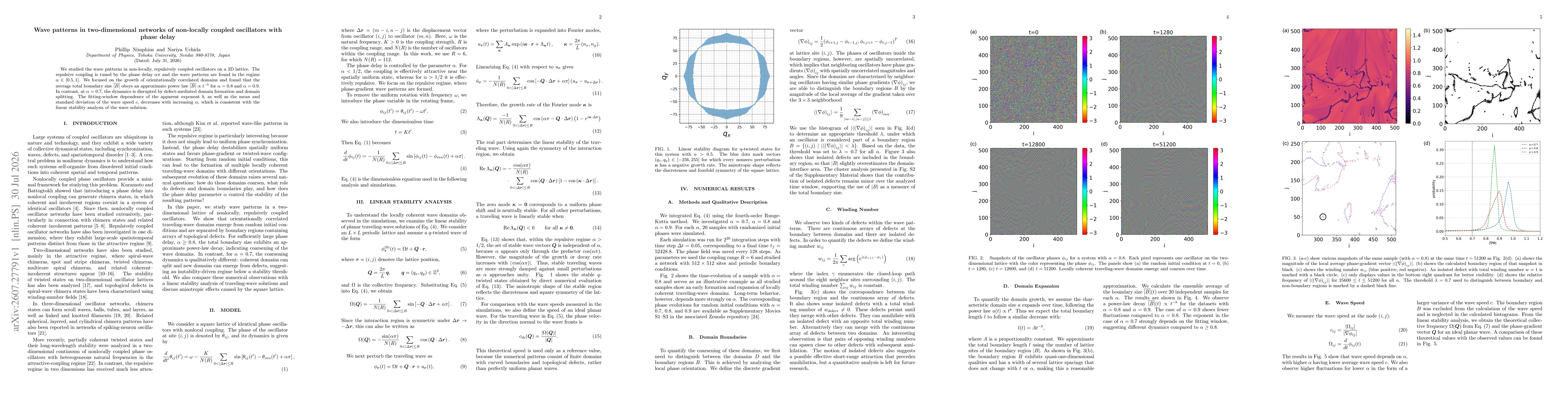 Thumbnail for Wave patterns in two-dimensional networks of non-locally coupled oscillators with phase delay