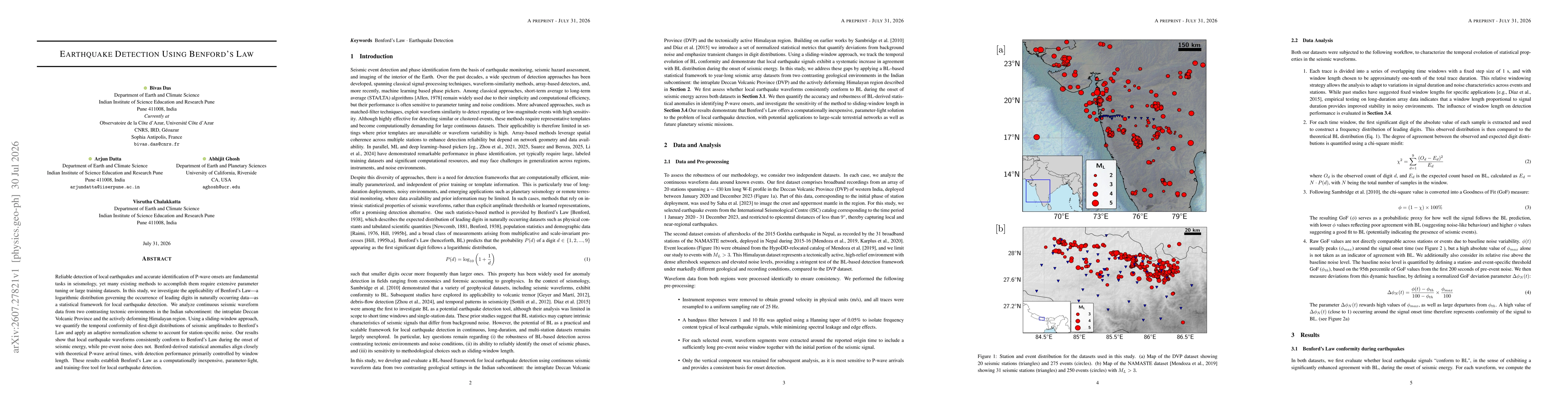 Thumbnail for Earthquake Detection Using Benford's Law