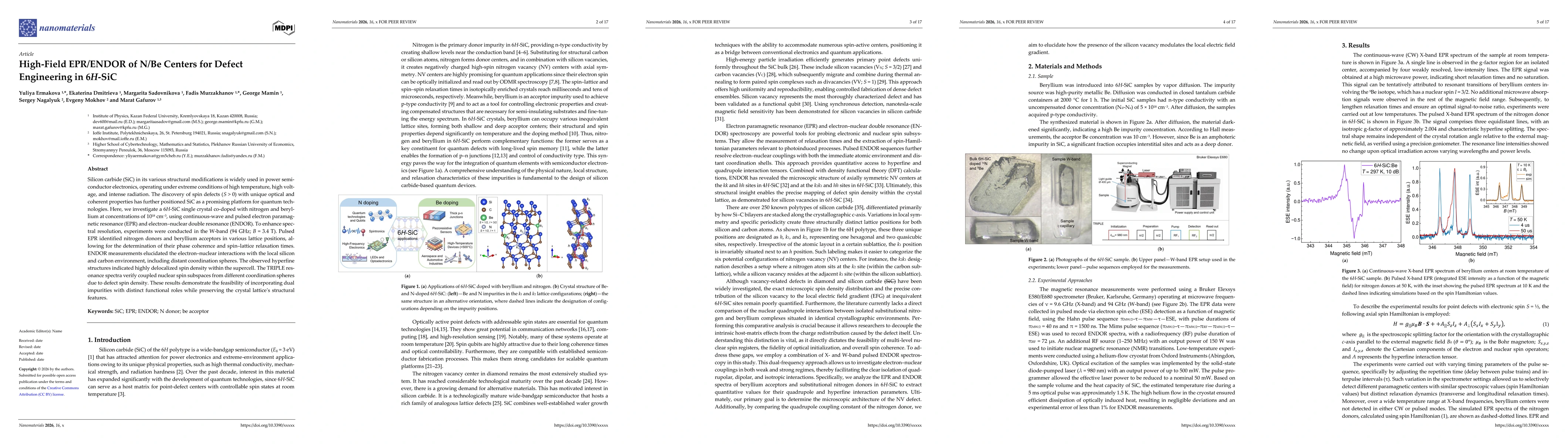 Thumbnail for High-Field EPR/ENDOR of N/Be Centers for Defect Engineering in 6H-SiC