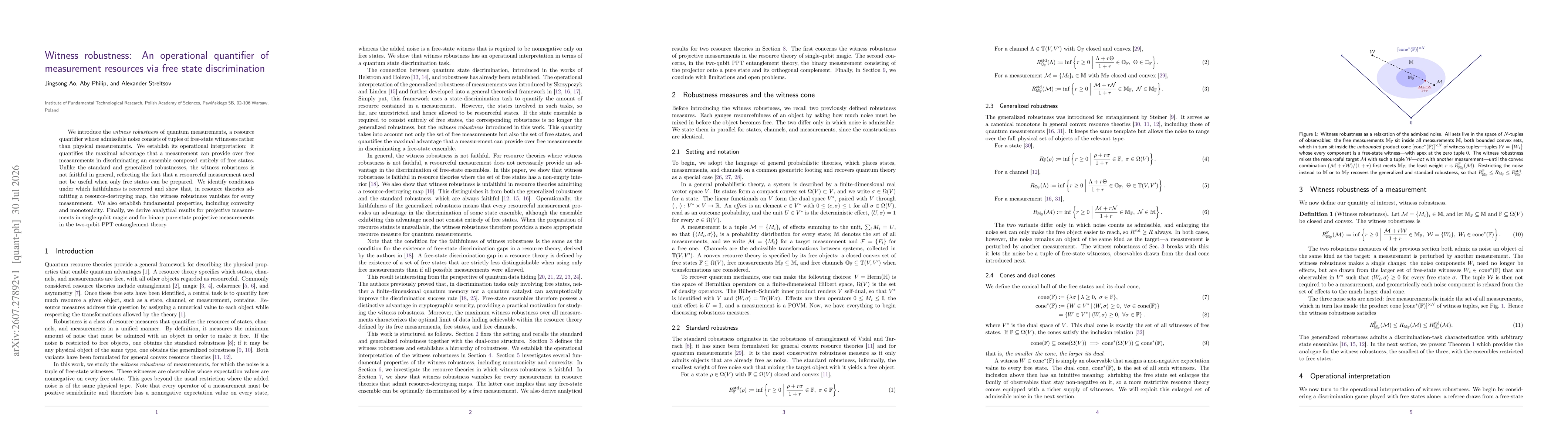 Thumbnail for Witness robustness: An operational quantifier of measurement resources via free state discrimination