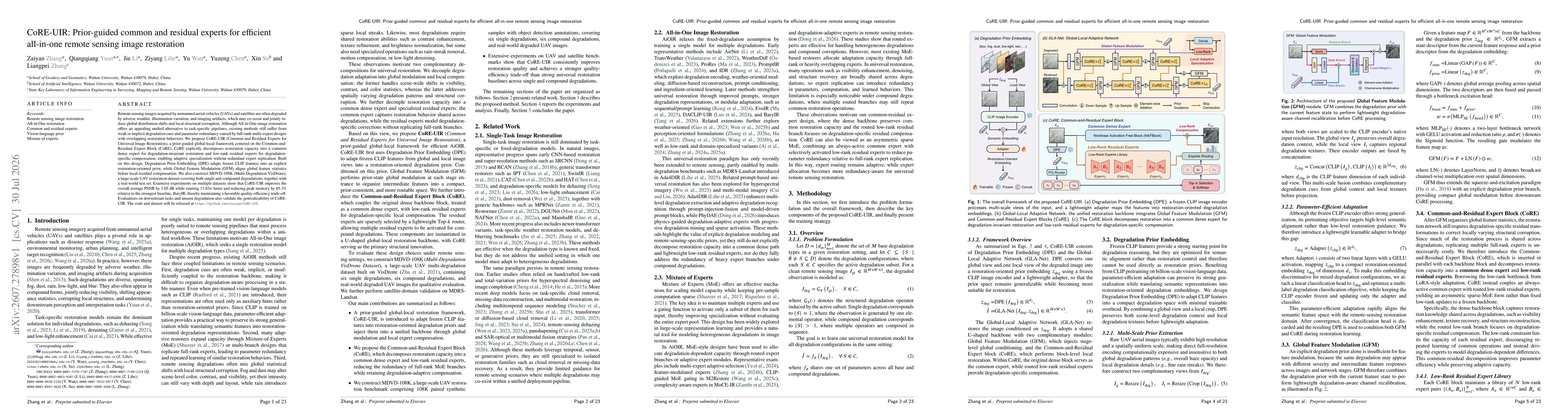 Thumbnail for CoRE-UIR: Prior-guided common and residual experts for efficient all-in-one remote sensing image restoration
