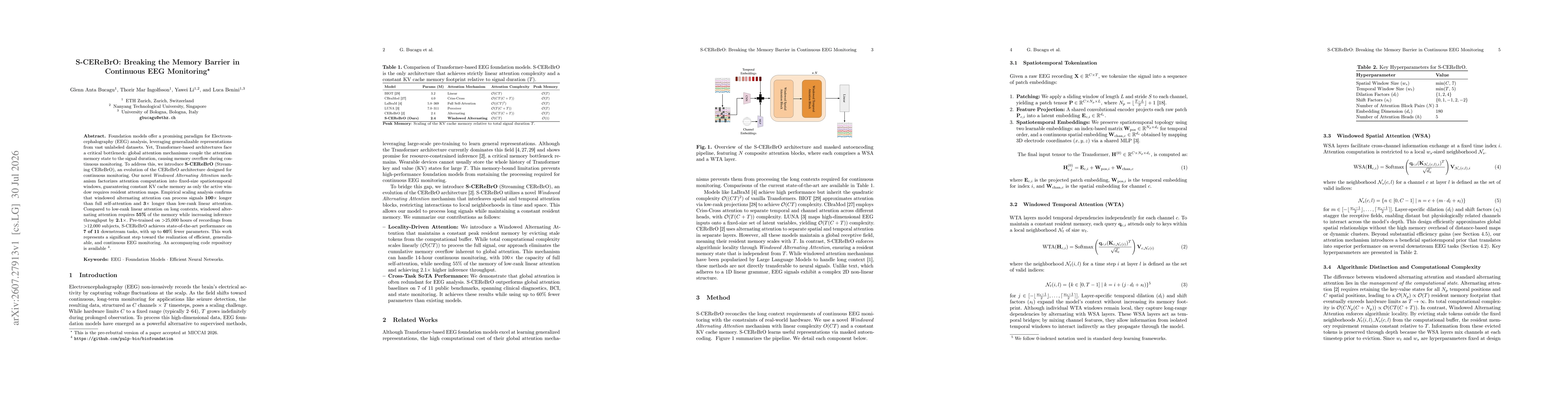 Thumbnail for S-CEReBrO: Breaking the Memory Barrier in Continuous EEG Monitoring