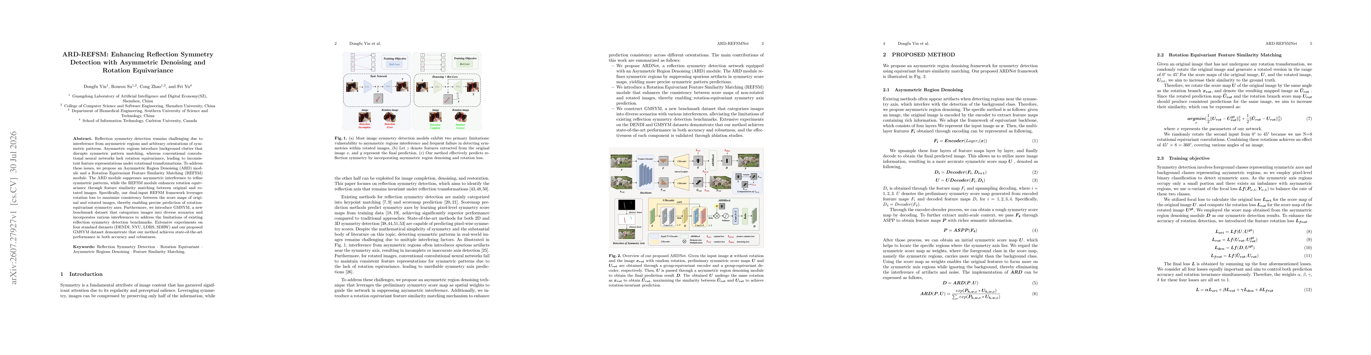Thumbnail for ARD-REFSM: Enhancing Reflection Symmetry Detection with Asymmetric Denoising and Rotation Equivariance