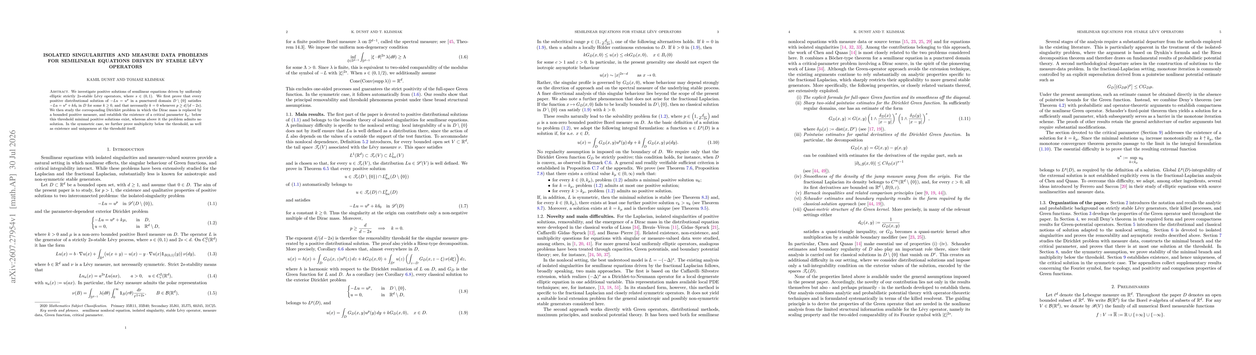 Thumbnail for Isolated Singularities and Measure Data Problems for Semilinear Equations Driven by Stable Lévy Operators