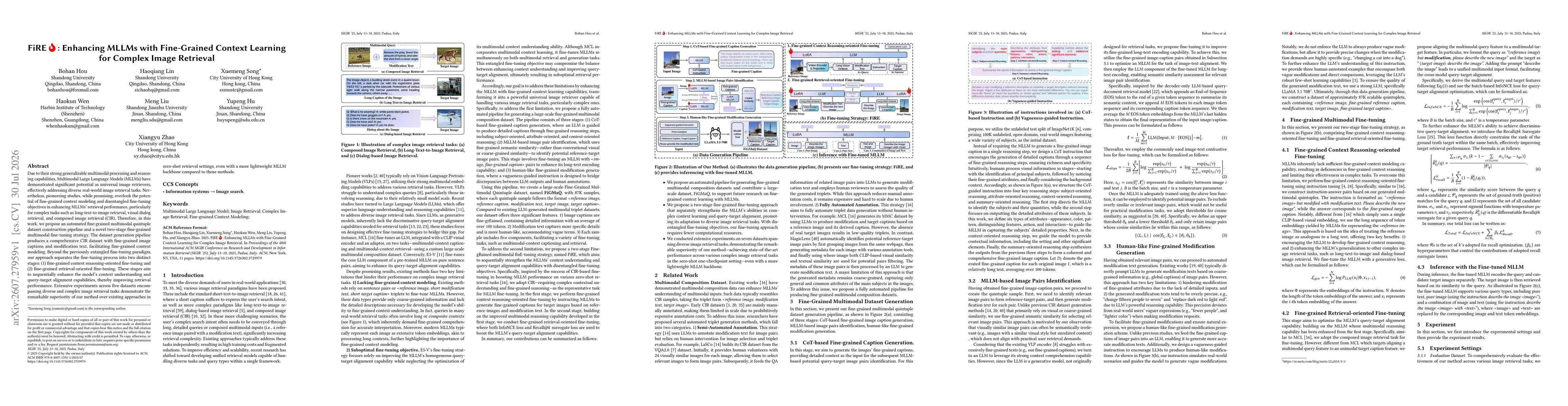 Thumbnail for FiRE: Enhancing MLLMs with Fine-Grained Context Learning for Complex Image Retrieval