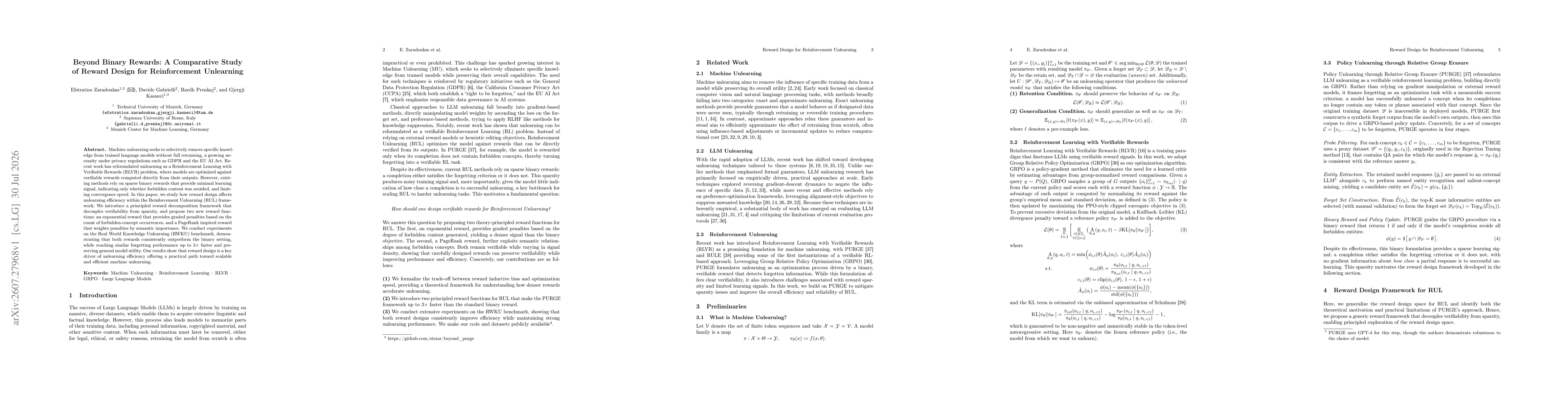 Thumbnail for Beyond Binary Rewards: A Comparative Study of Reward Design for Reinforcement Unlearning