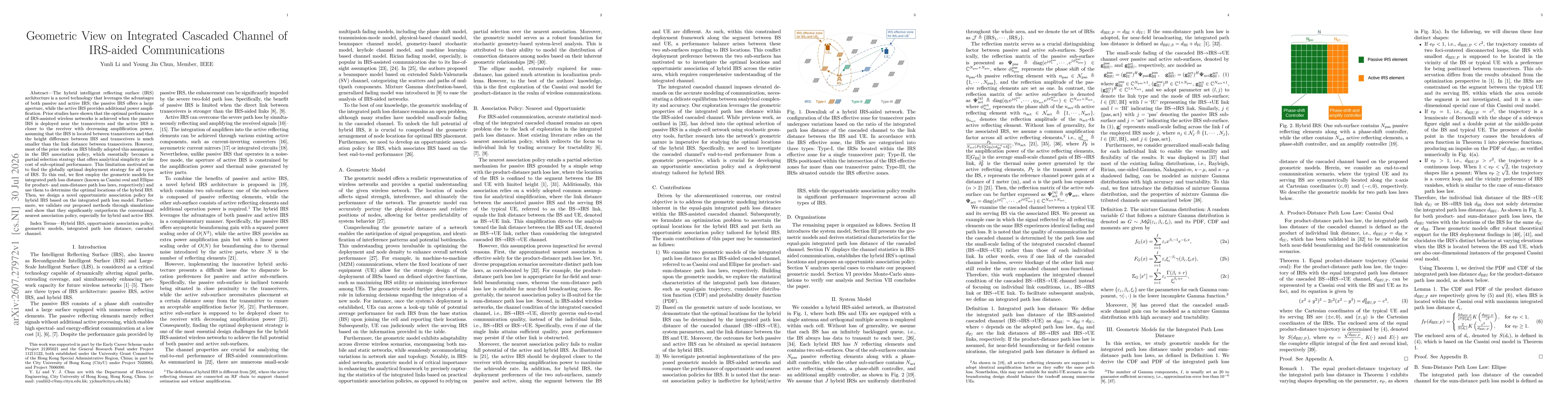 Thumbnail for Geometric View on Integrated Cascaded Channel of IRS-Aided Communications