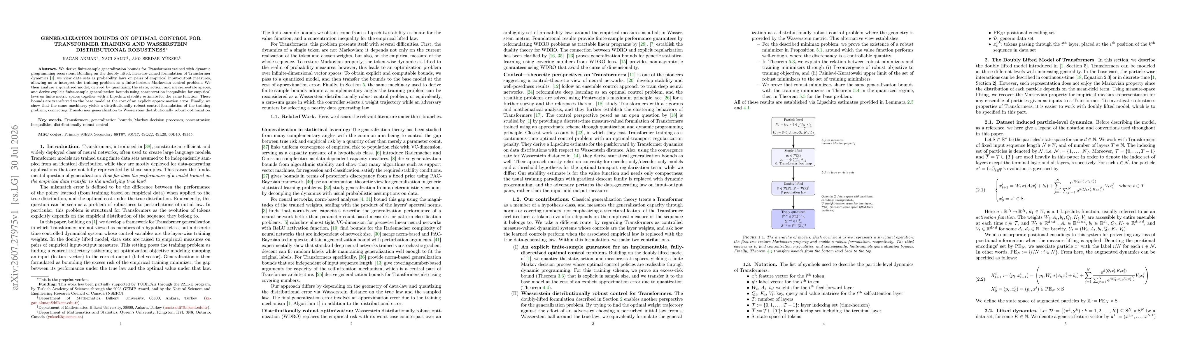 Thumbnail for Generalization Bounds on Optimal Control for Transformer Training and Wasserstein Distributional Robustness
