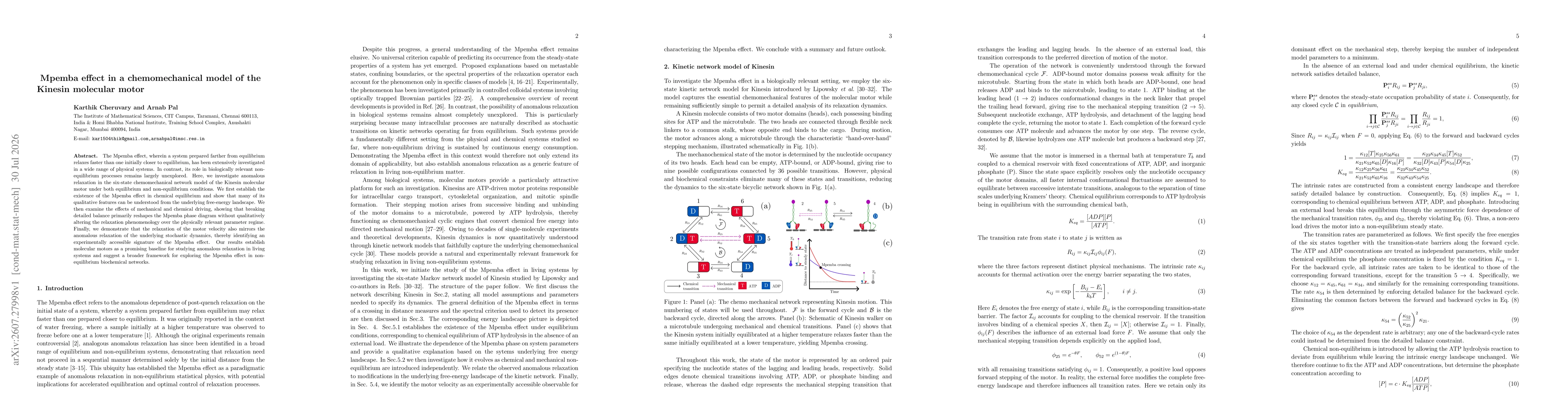 Thumbnail for Mpemba effect in a chemomechanical model of the Kinesin molecular motor
