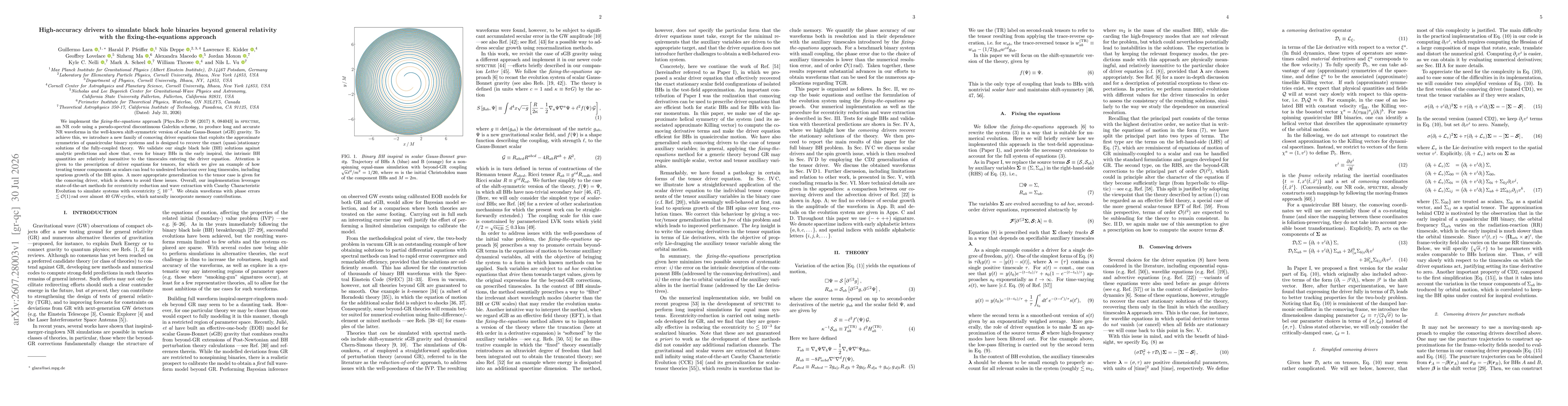 Thumbnail for High-accuracy drivers to simulate black hole binaries beyond general relativity with the fixing-the-equations approach