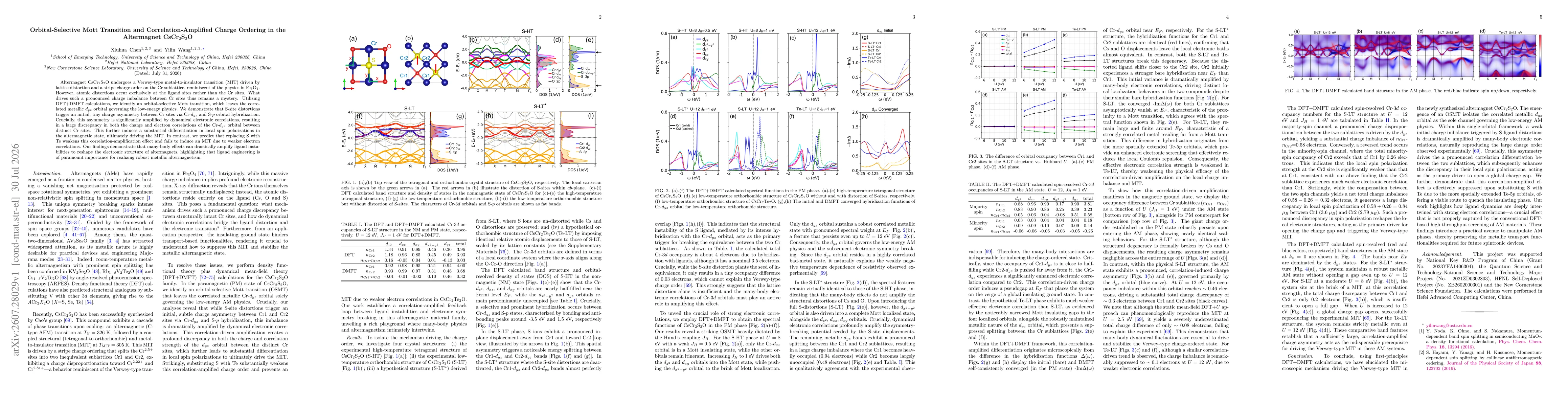 Thumbnail for Orbital-Selective Mott Transition and Correlation-Amplified Charge Ordering in the Altermagnet CsCr$_2$S$_2$O