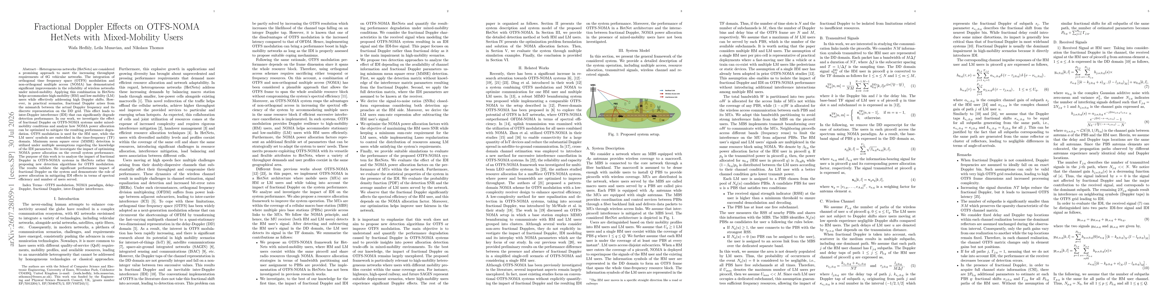 Thumbnail for Fractional Doppler Effects on OTFS-NOMA HetNets with Mixed-Mobility Users