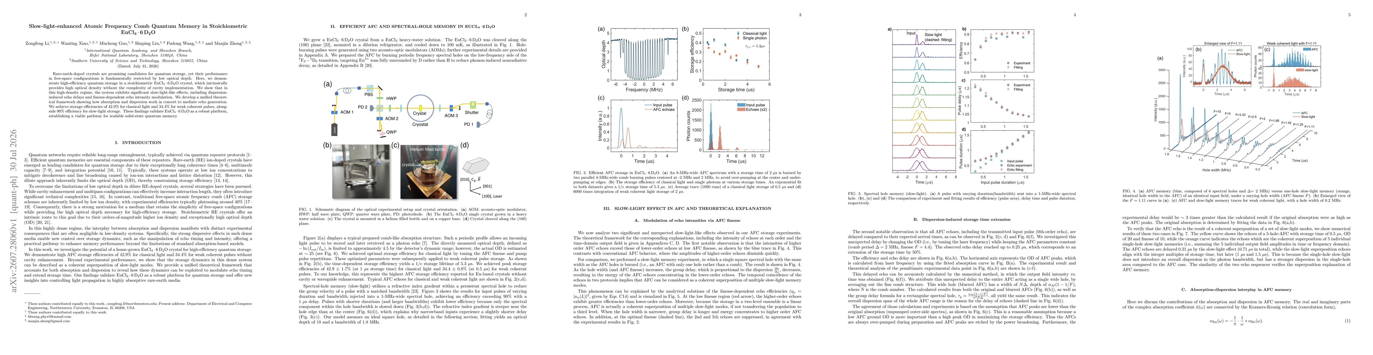 Thumbnail for Slow-light-enhanced Atomic Frequency Comb Quantum Memory in Stoichiometric EuCl$_3 \cdot$ 6D$_2$O