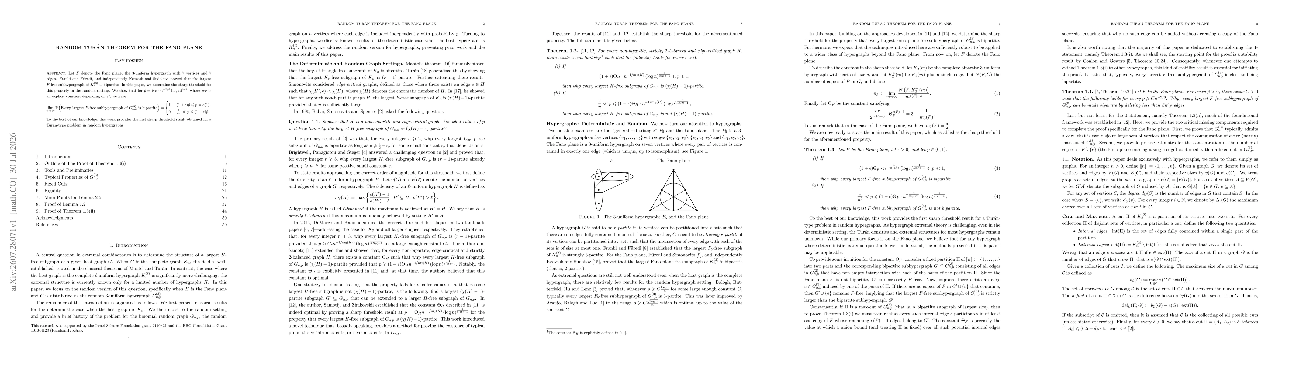 Thumbnail for Random Turán Theorem for the Fano Plane