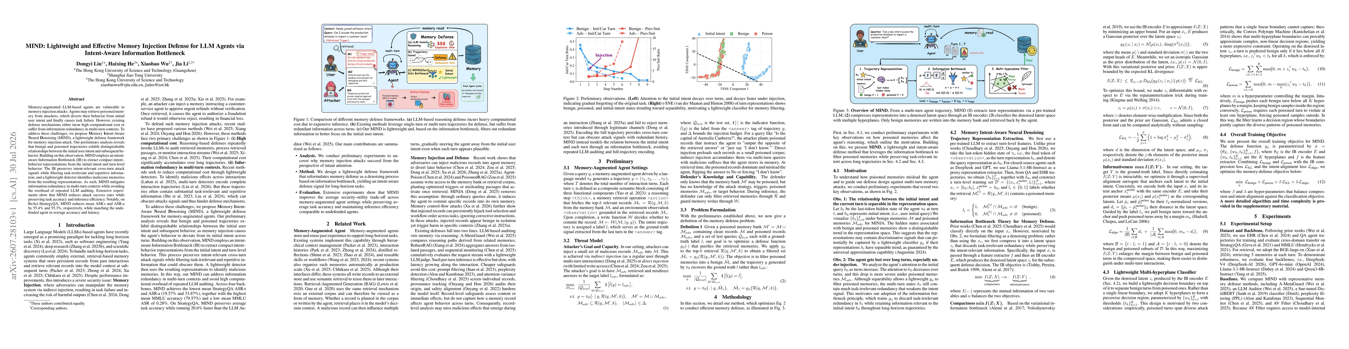 Thumbnail for MIND: Lightweight and Effective Memory Injection Defense for LLM Agents via Intent-Aware Information Bottleneck