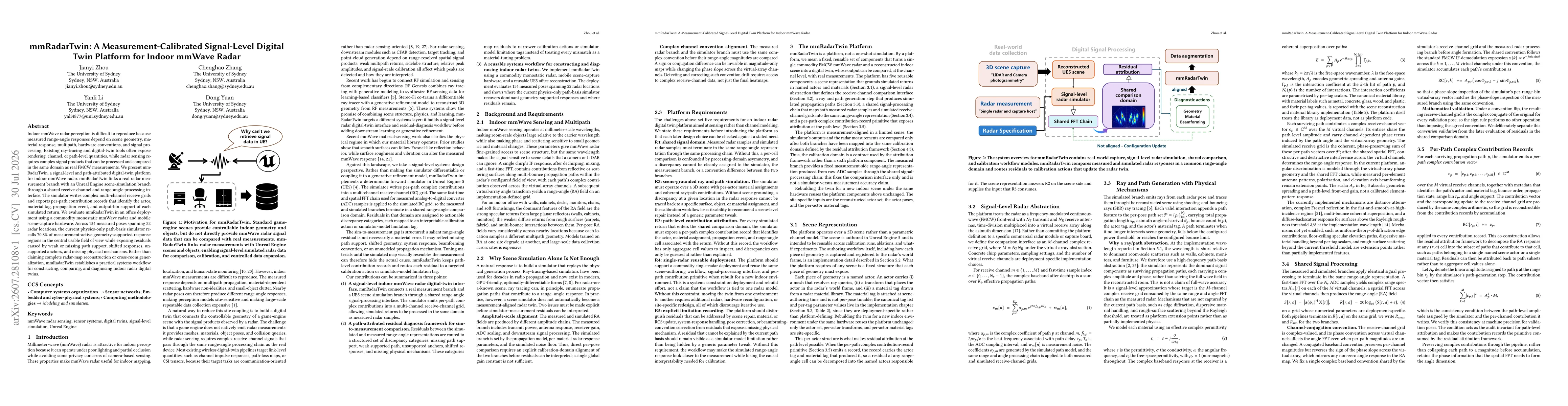 Thumbnail for mmRadarTwin: A Measurement-Calibrated Signal-Level Digital Twin Platform for Indoor mmWave Radar