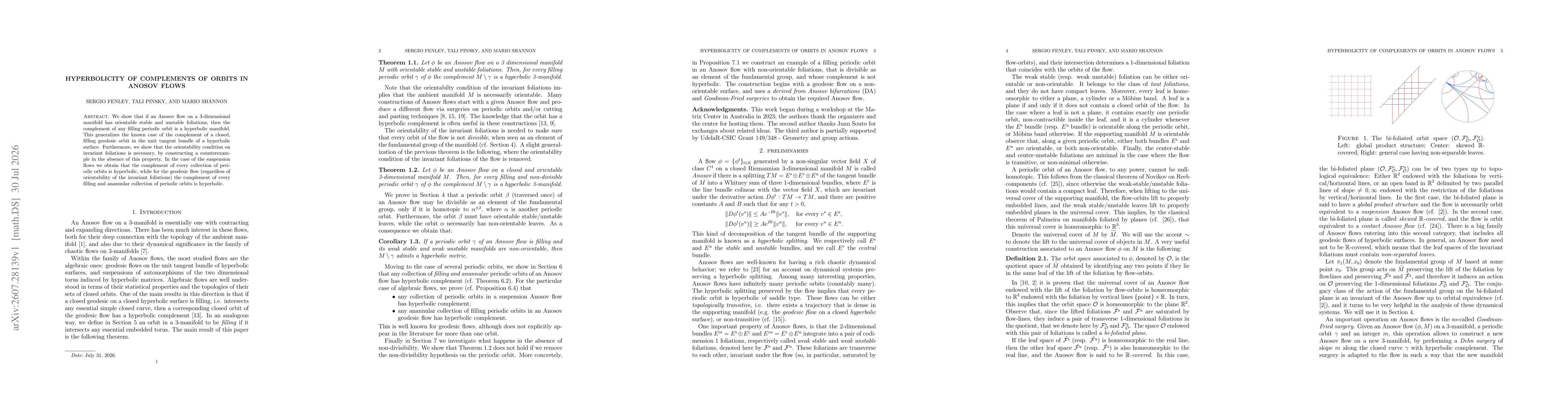 Thumbnail for Hyperbolicity of complements of orbits in Anosov flows