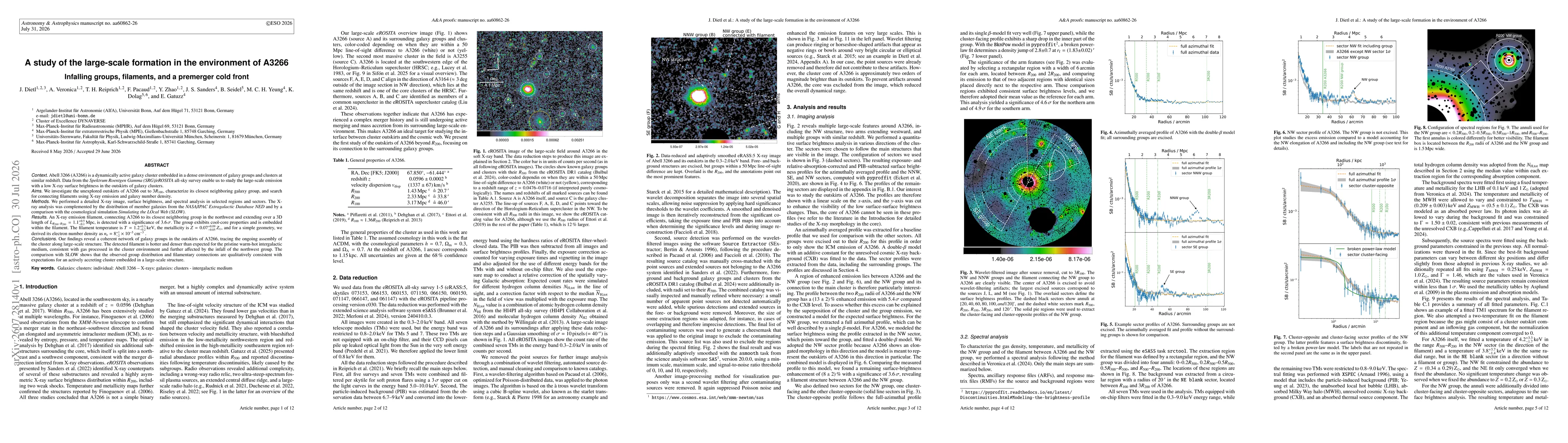 Thumbnail for A study of the large-scale formation in the environment of A3266: Infalling groups, filaments, and a premerger cold front