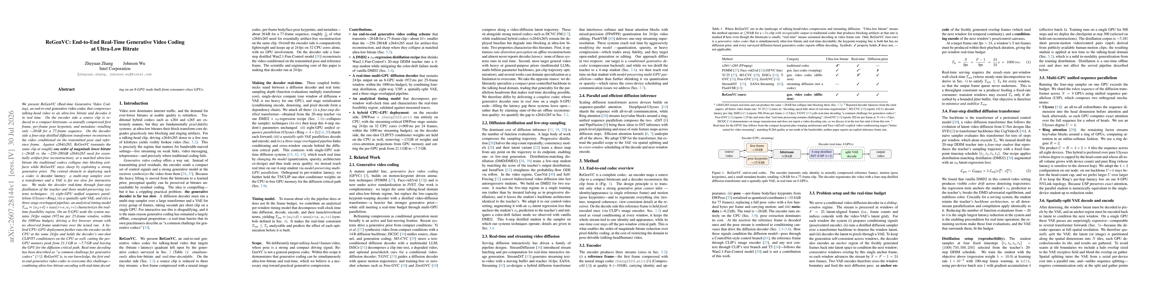 Thumbnail for ReGenVC: End-to-End Real-Time Generative Video Coding at Ultra-Low Bitrate