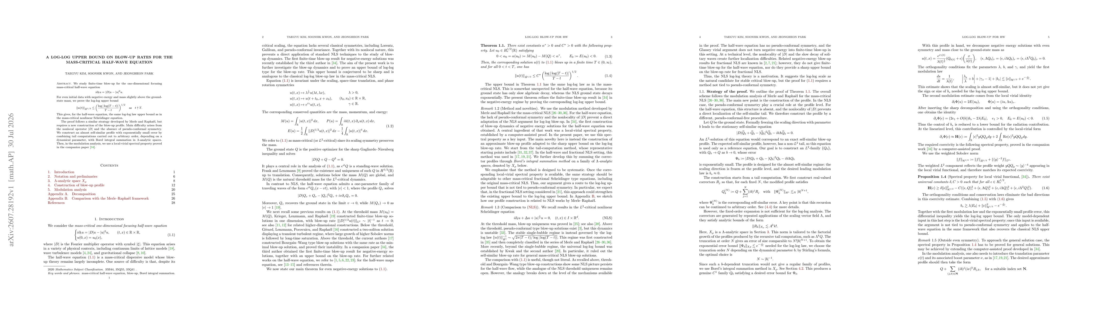 Thumbnail for A log-log upper bound on blow-up rates for the mass-critical half-wave equation