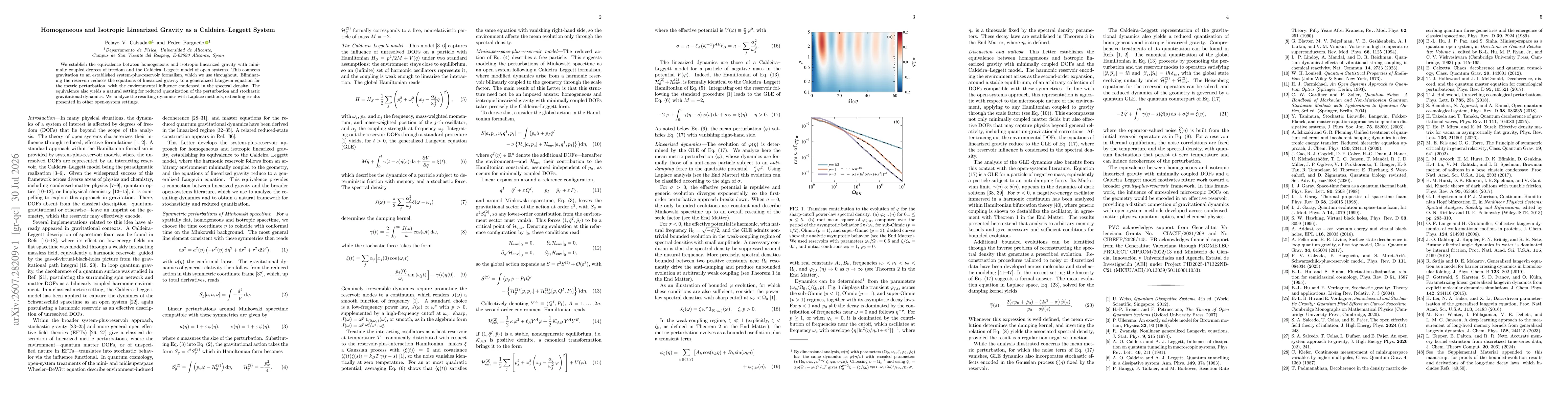 Thumbnail for Homogeneous and Isotropic Linearized Gravity as a Caldeira--Leggett System