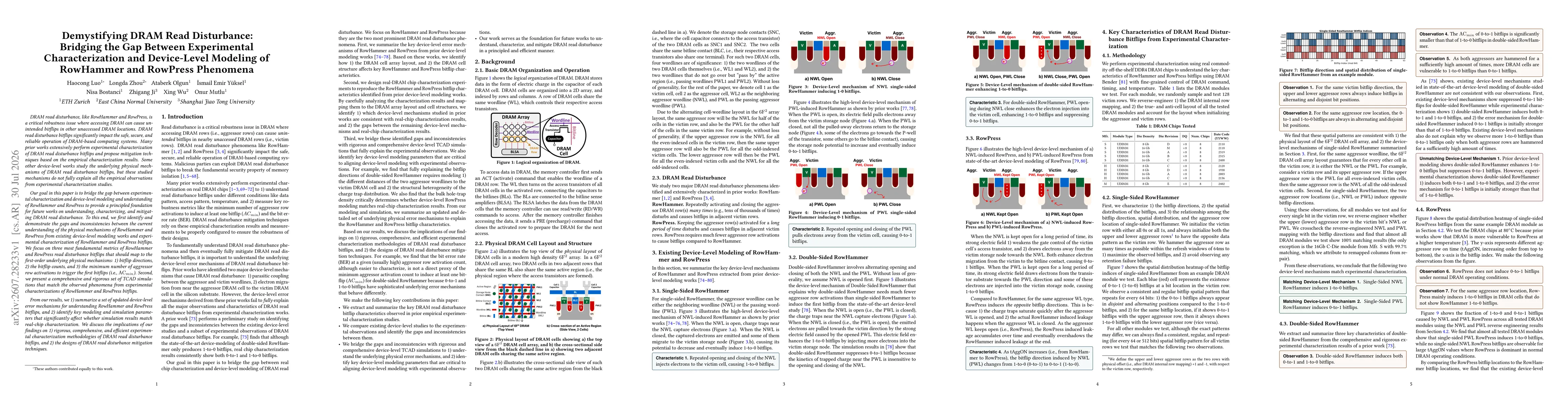 Thumbnail for Demystifying DRAM Read Disturbance: Bridging the Gap Between Experimental Characterization and Device-Level Modeling of RowHammer and RowPress Phenomena