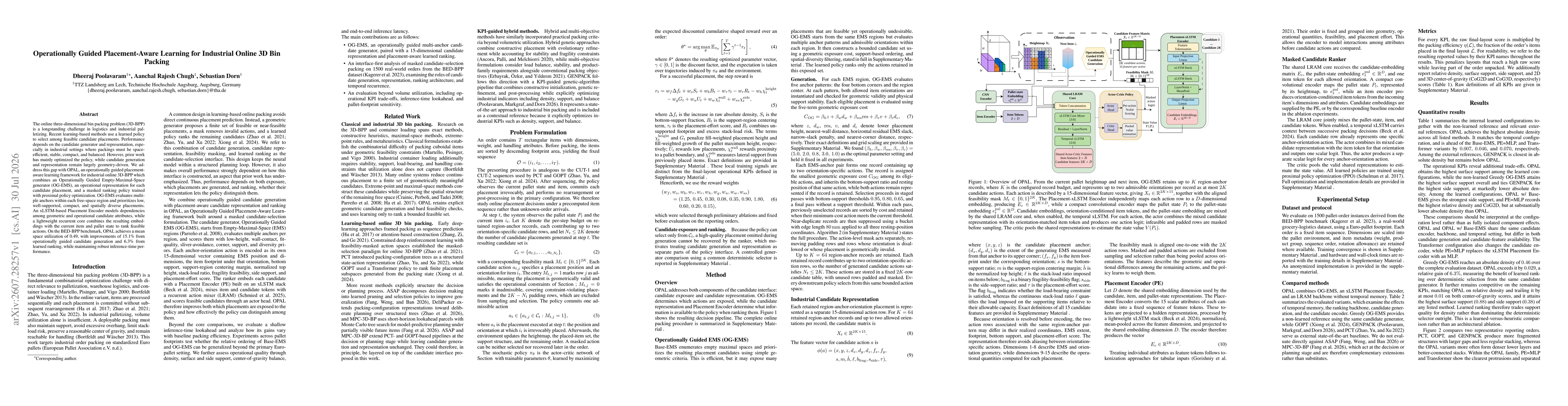 Thumbnail for Operationally Guided Placement-Aware Learning for Industrial Online 3D Bin Packing
