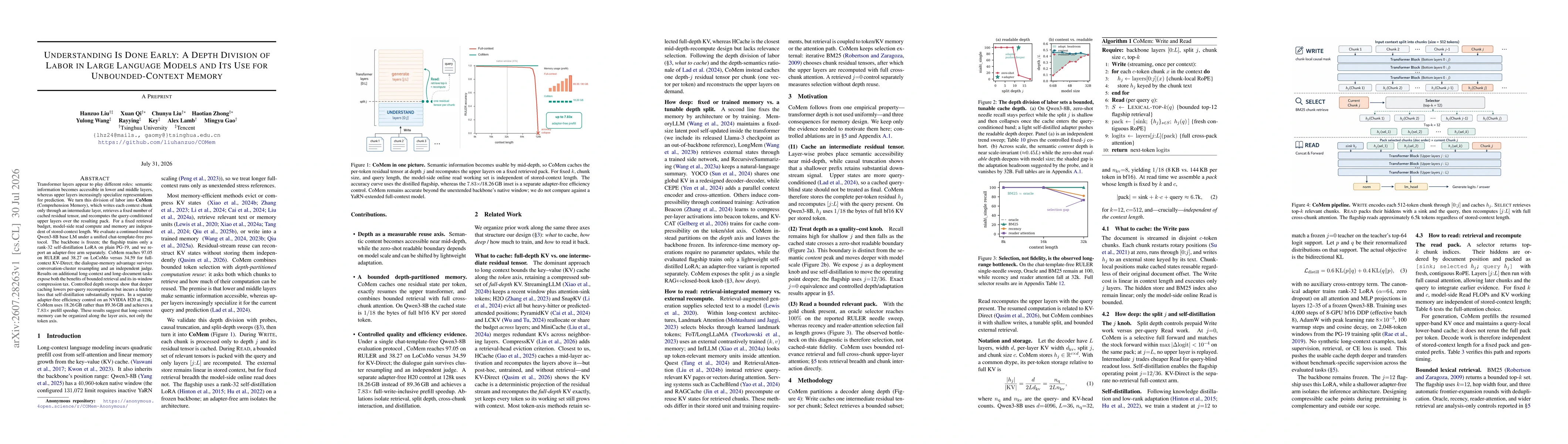 Thumbnail for Understanding Is Done Early: A Depth Division of Labor in Large Language Models and Its Use for Unbounded-Context Memory