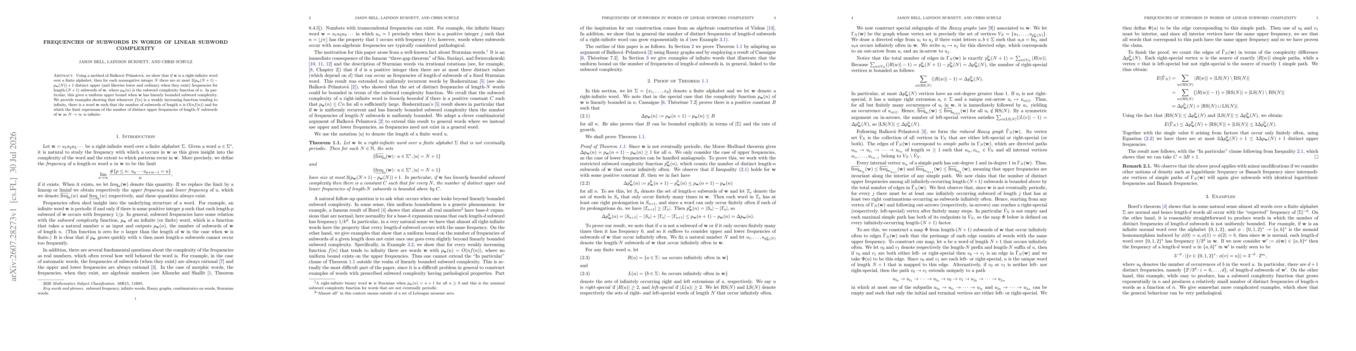 Thumbnail for Frequencies of subwords in words of linear subword complexity