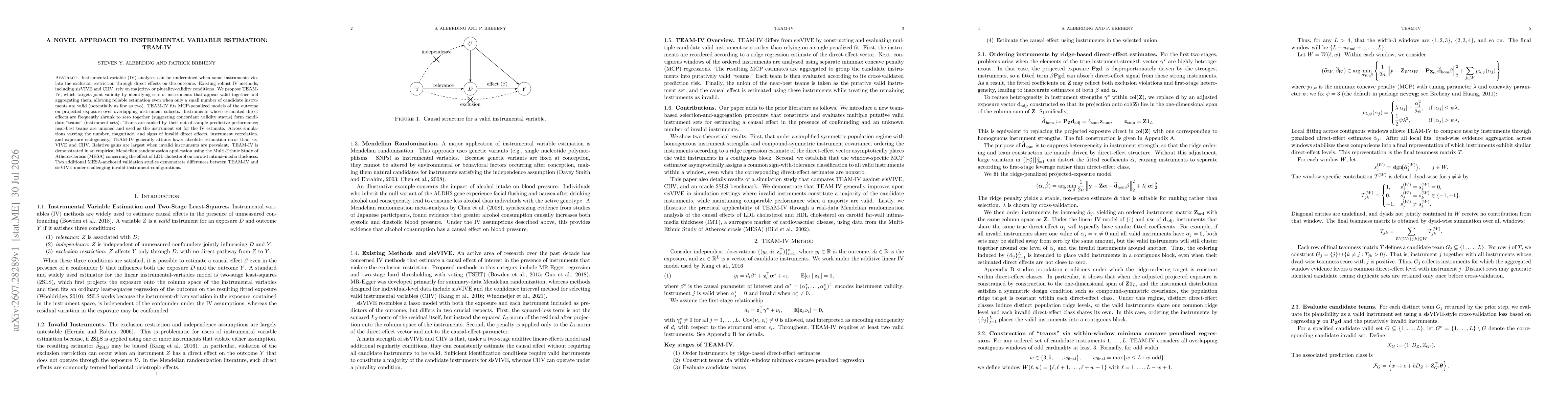 Thumbnail for A Novel Approach to Instrumental Variable Estimation: TEAM-IV