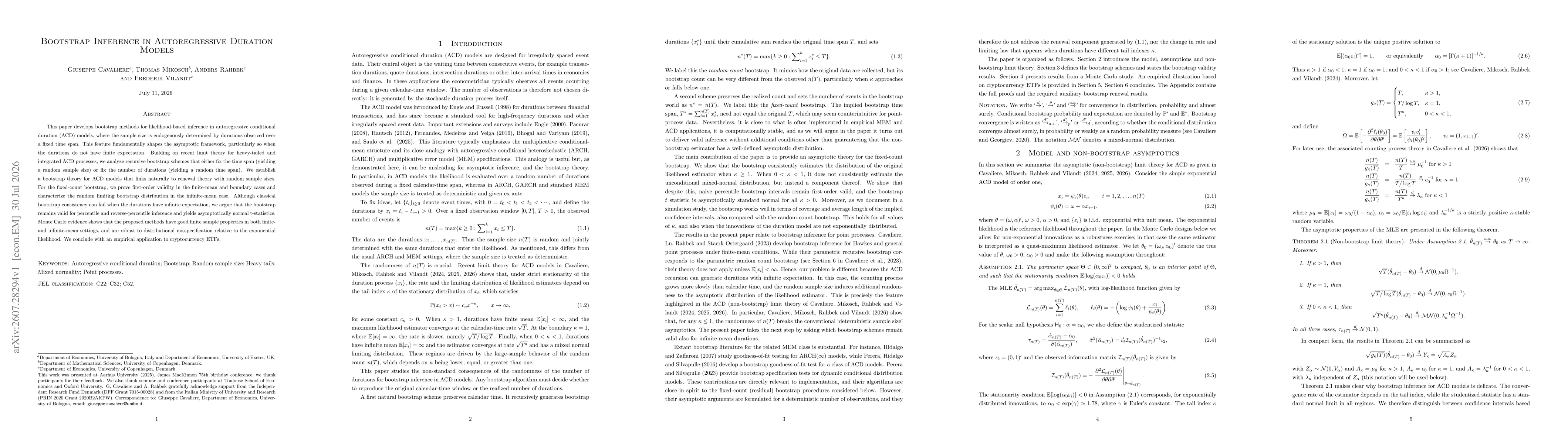 Thumbnail for Bootstrap inference in autoregressive duration models