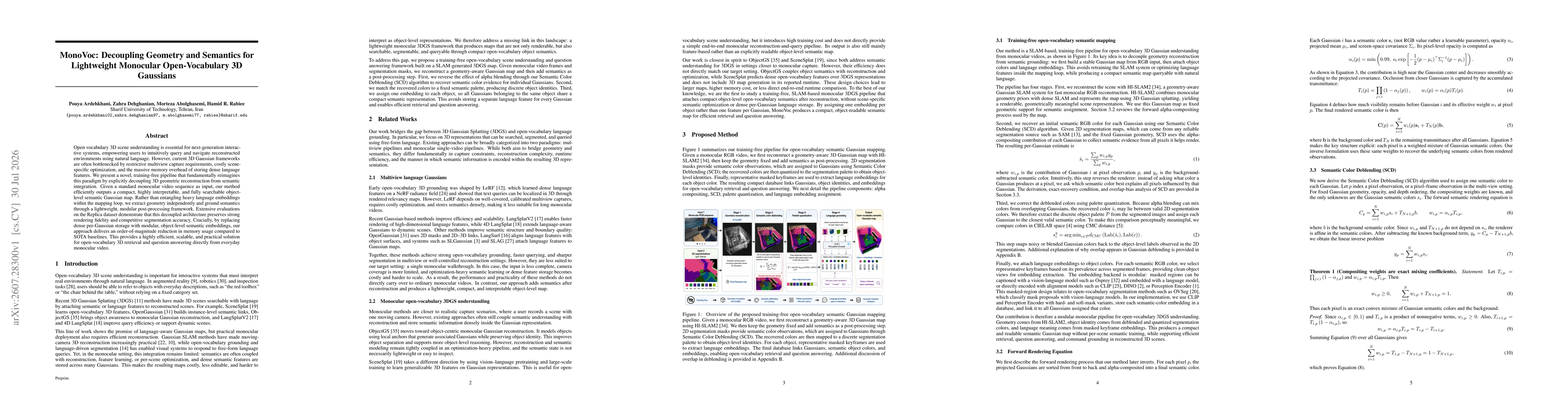 Thumbnail for MonoVoc: Decoupling Geometry and Semantics for Lightweight Monocular Open-Vocabulary 3D Gaussians