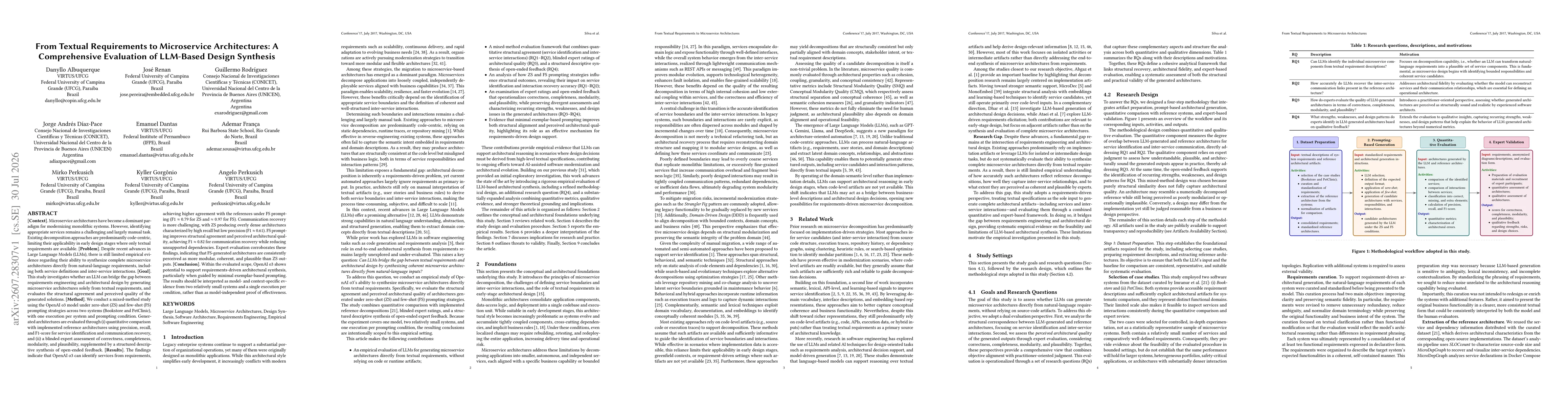 Thumbnail for From Textual Requirements to Microservice Architectures - A Comprehensive Evaluation of LLM-Based Design Synthesis