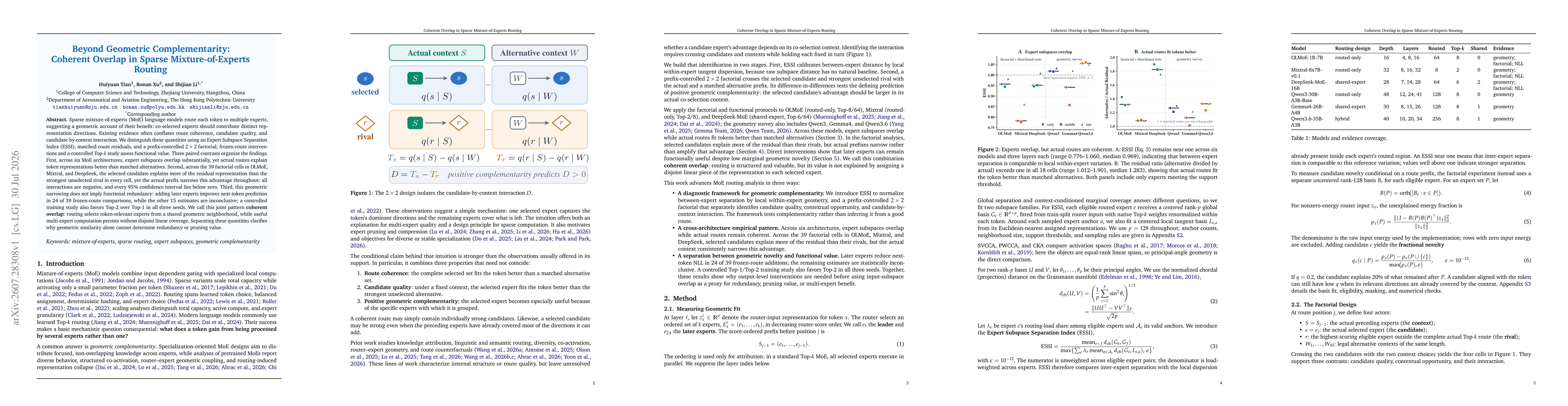 Thumbnail for Beyond Geometric Complementarity: Coherent Overlap in Sparse Mixture-of-Experts Routing