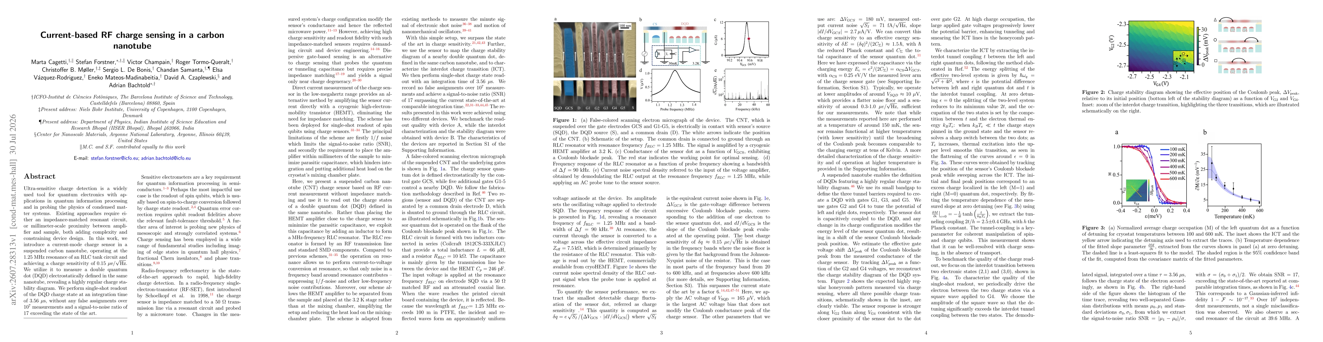 Thumbnail for Current-based RF charge sensing in a carbon nanotube