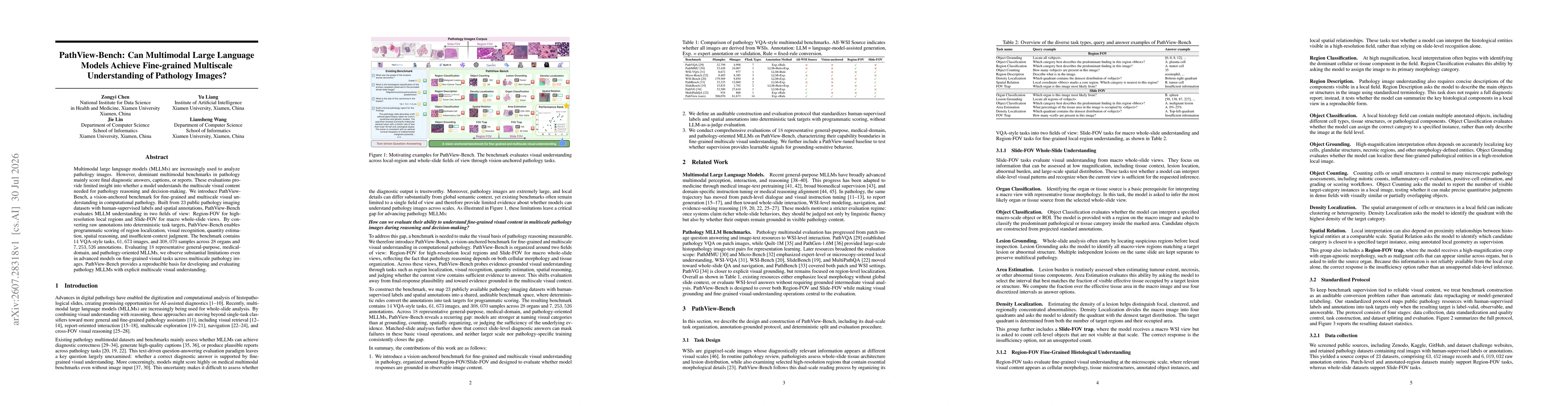 Thumbnail for PathView-Bench: Can Multimodal Large Language Models Achieve Fine-grained Multiscale Understanding of Pathology Images?