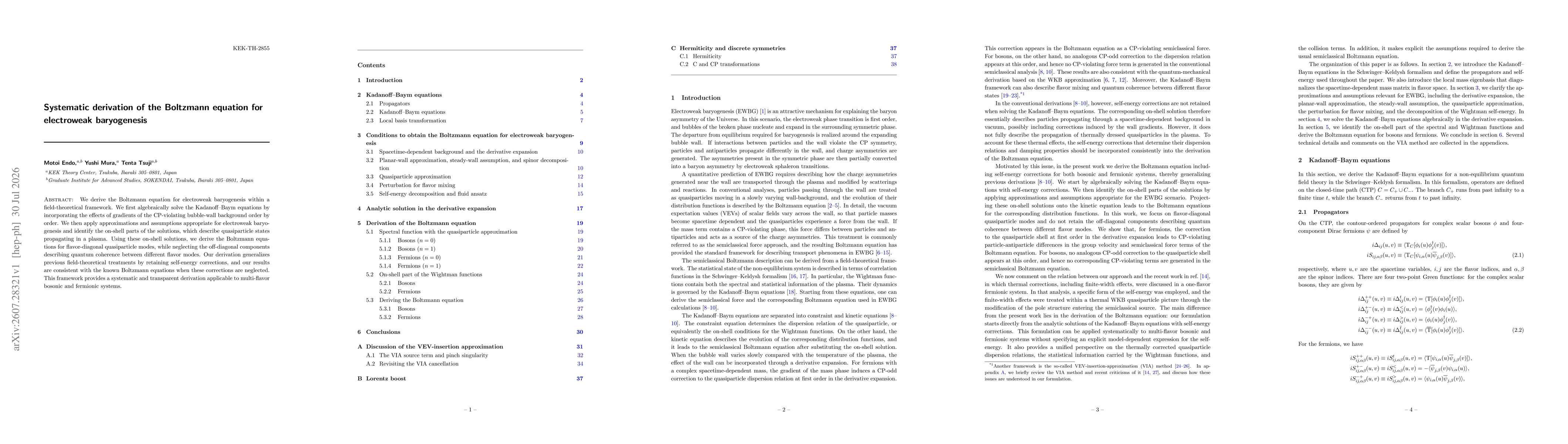 Thumbnail for Systematic derivation of the Boltzmann equation for electroweak baryogenesis
