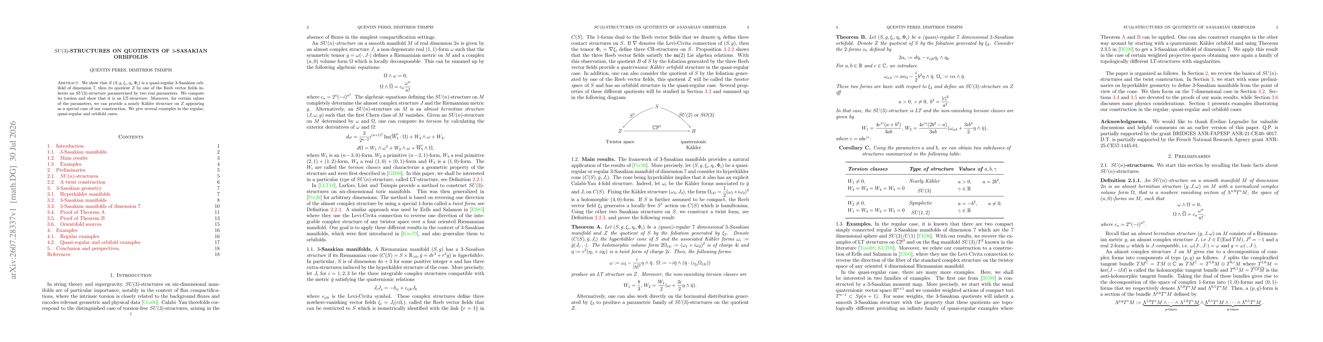 Thumbnail for SU(3)-structures on quotients of 3-Sasakian manifolds