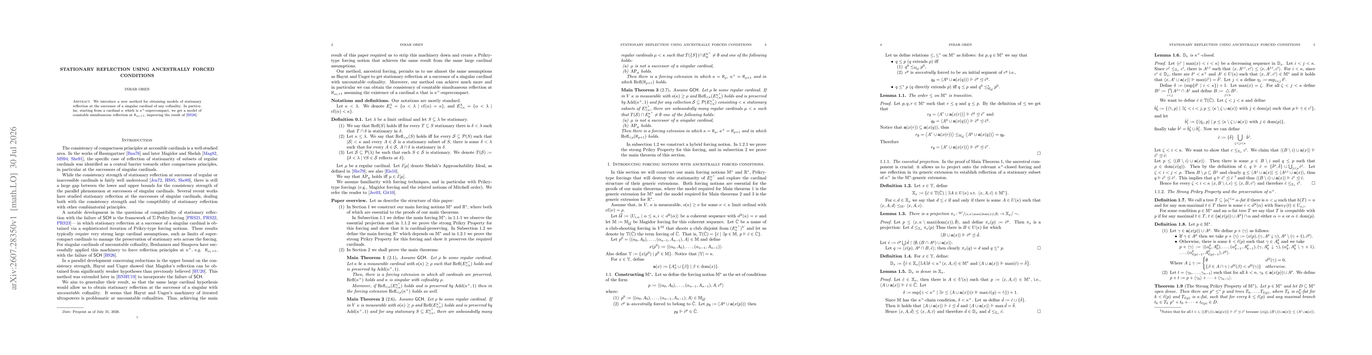 Thumbnail for Stationary reflection using ancestrally forced conditions
