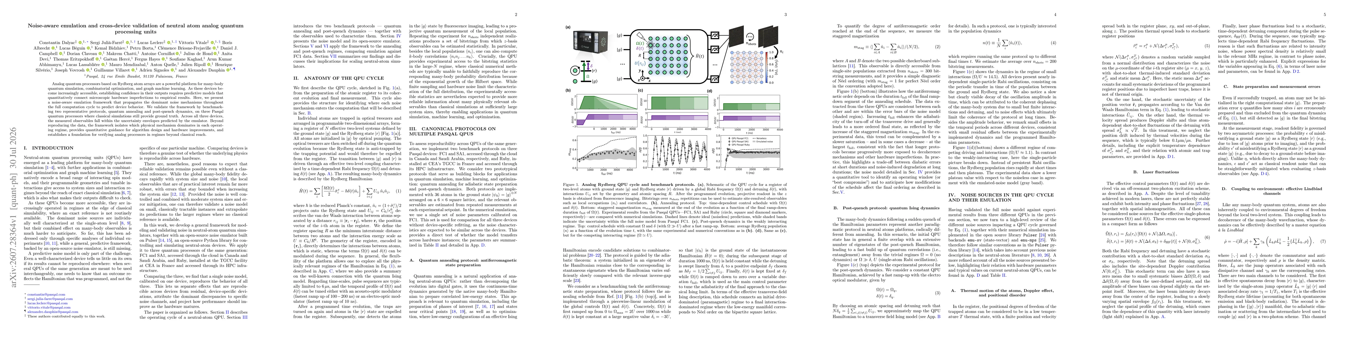 Thumbnail for Noise-aware emulation and cross-device validation of neutral atom analog quantum processing units
