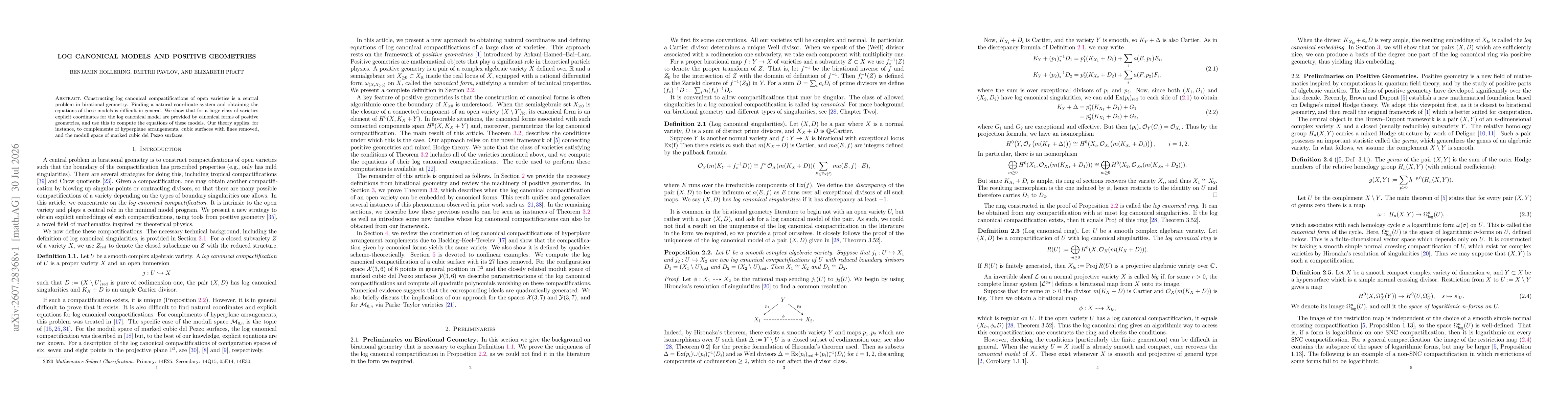 Thumbnail for Log Canonical Models and Positive Geometries