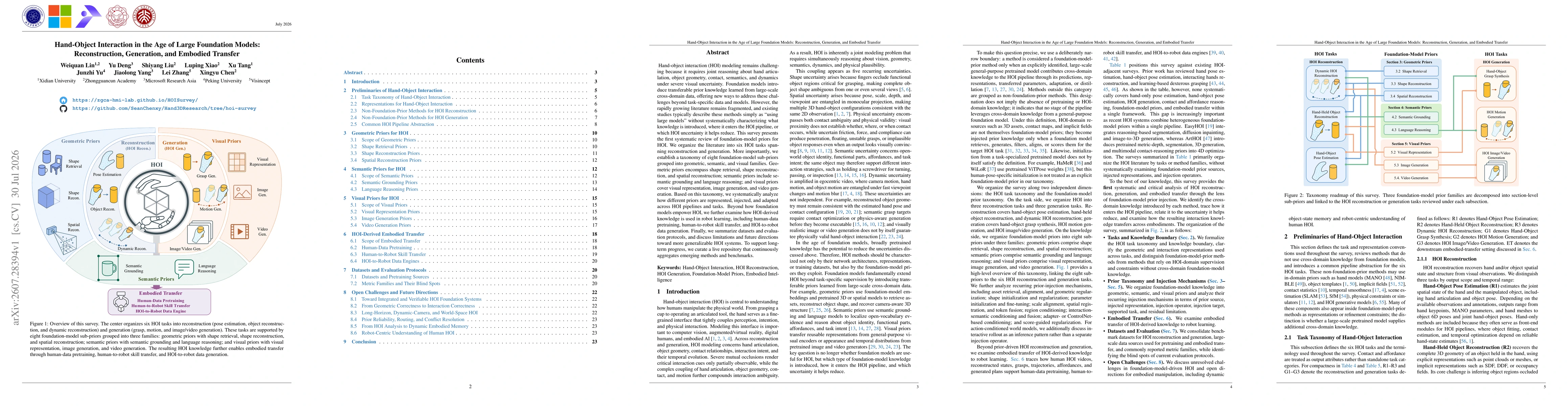 Thumbnail for Hand-Object Interaction in the Age of Large Foundation Models:Reconstruction, Generation, and Embodied Transfer