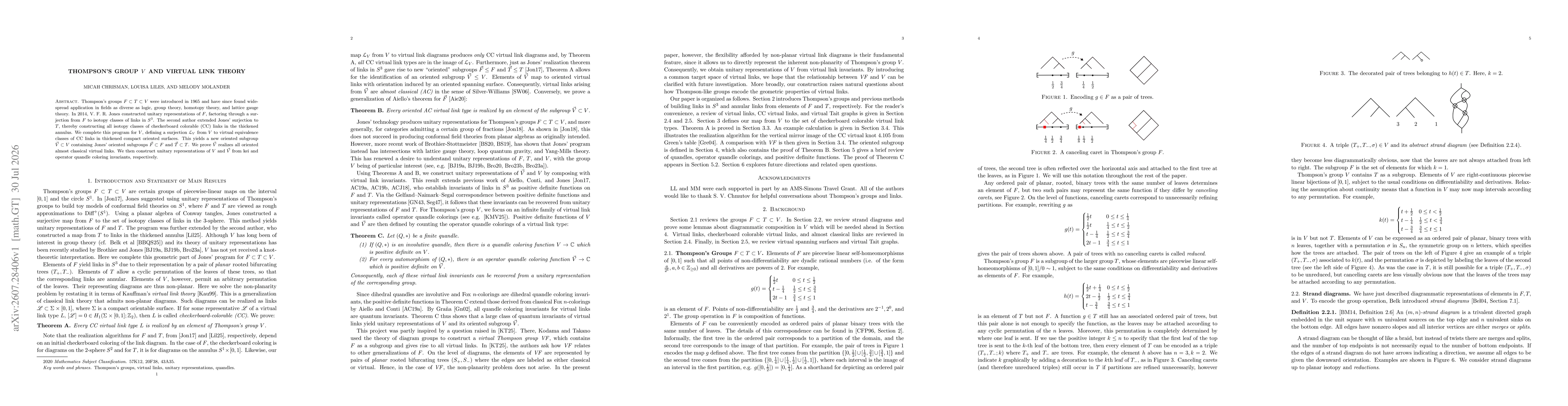 Thumbnail for Thompson's Group $V$ and Virtual Link Theory