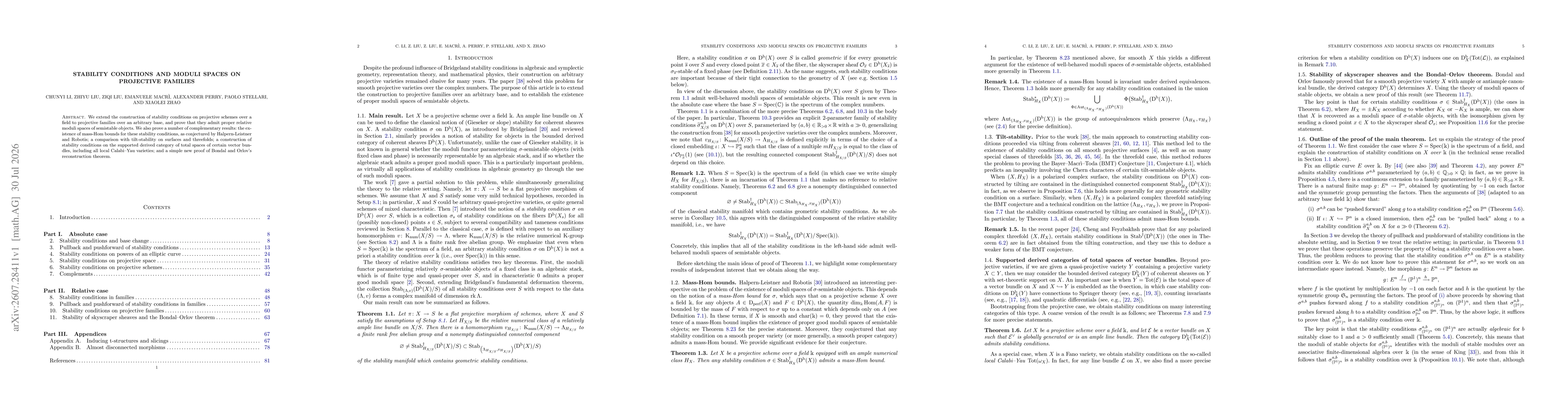 Thumbnail for Stability conditions and moduli spaces on projective families