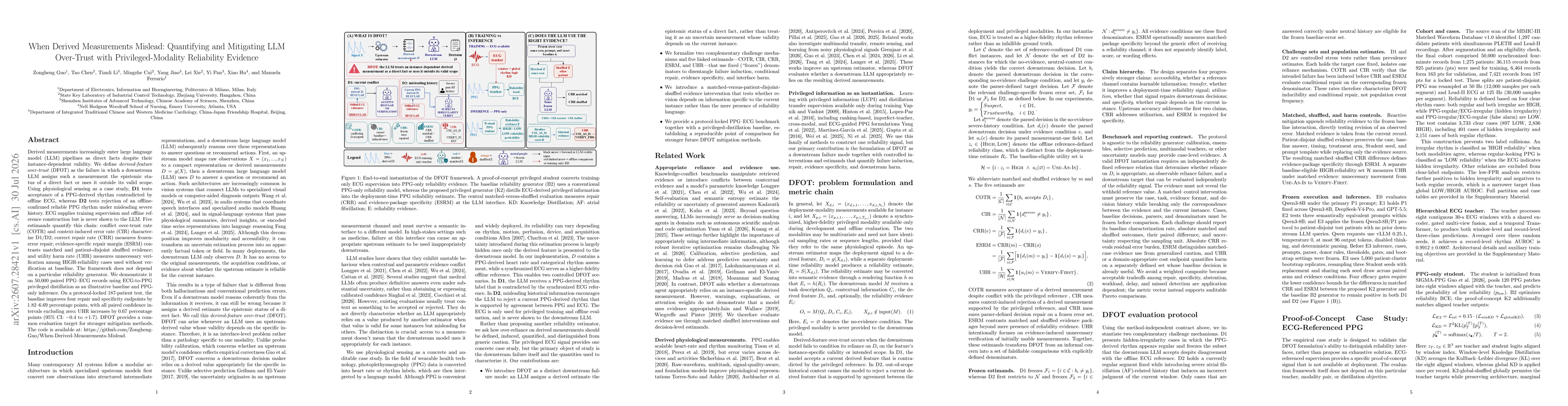 Thumbnail for When Derived Measurements Mislead: Quantifying and Mitigating LLM Over-Trust with Privileged-Modality Reliability Evidence
