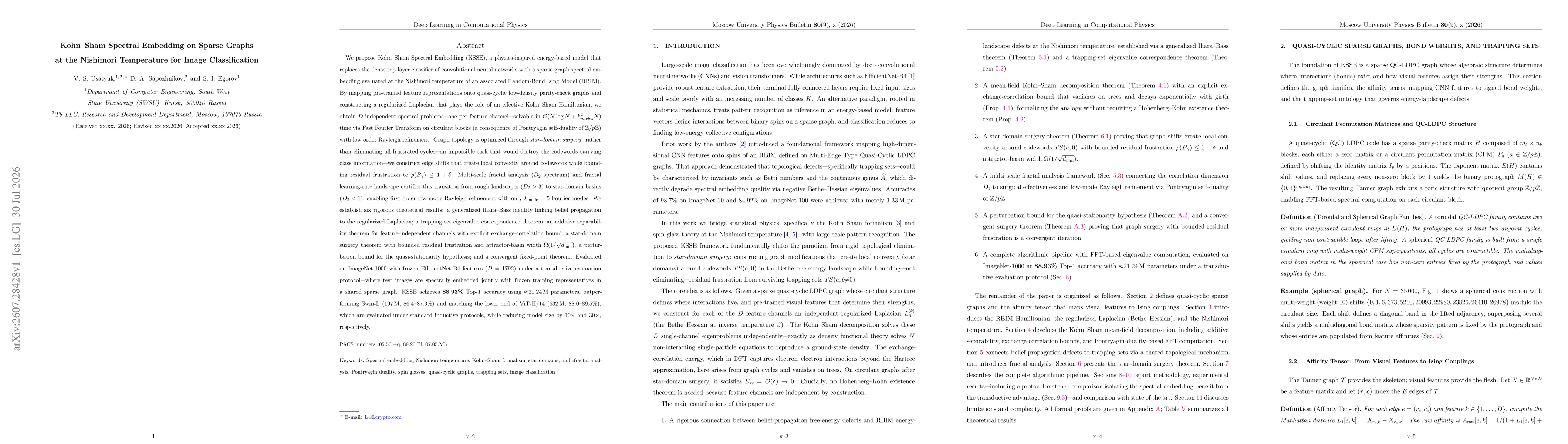 Thumbnail for Kohn-Sham Spectral Embedding on Sparse Graphs at the Nishimori Temperature for Image Classification