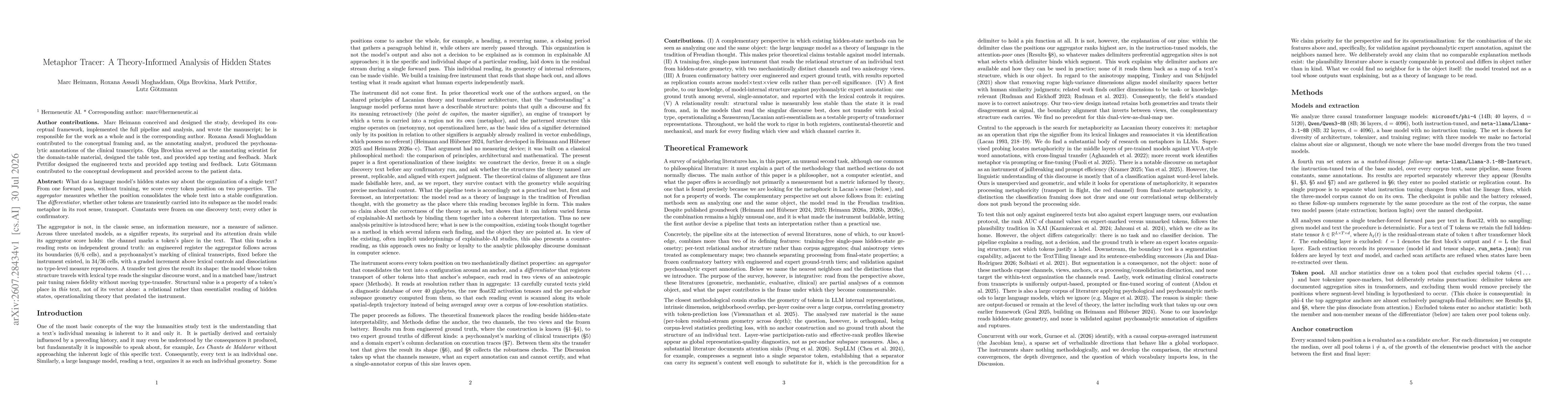 Thumbnail for Metaphor Tracer: A Theory-Informed Analysis of Hidden States
