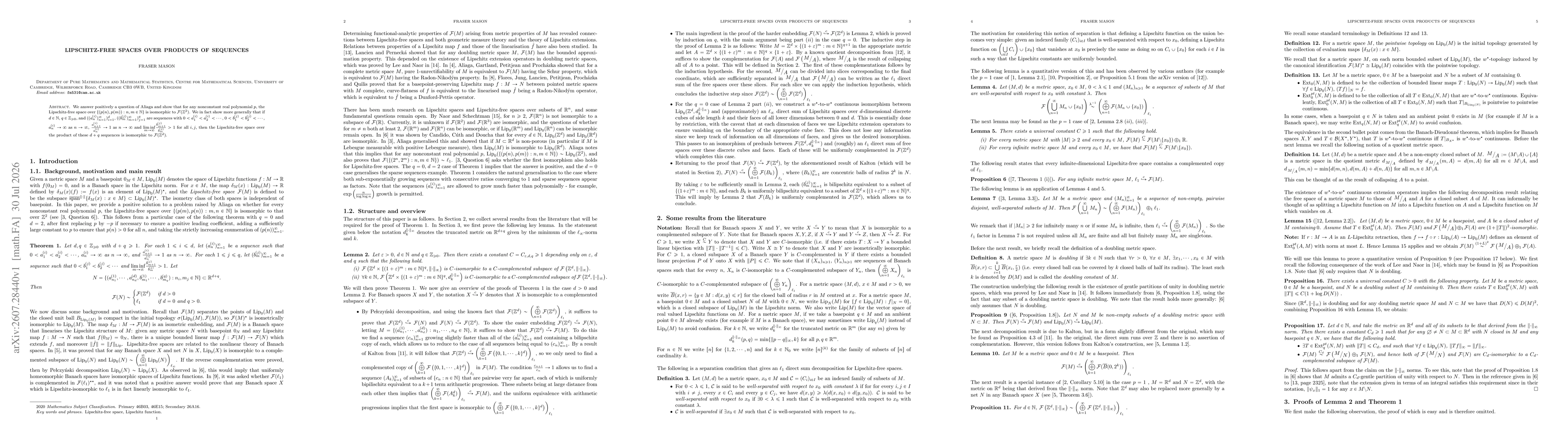 Thumbnail for Lipschitz-free spaces over products of sequences